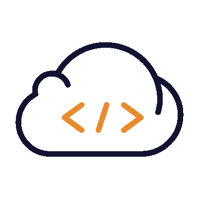 cloud development icon representing cloud computing software development and web application services
